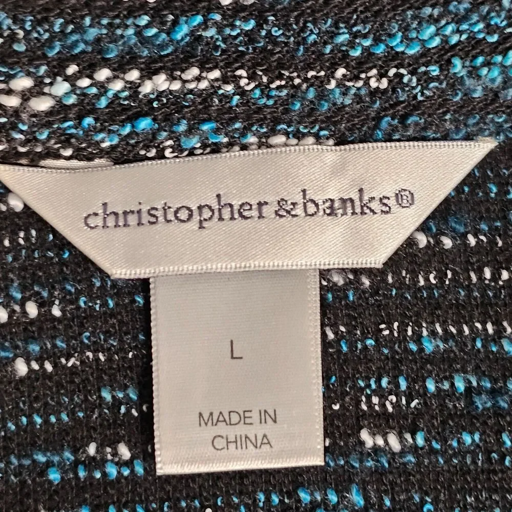 Christopher and Banks Boucle Short Jacket Women's Size L Multicolor Tweed Zipper